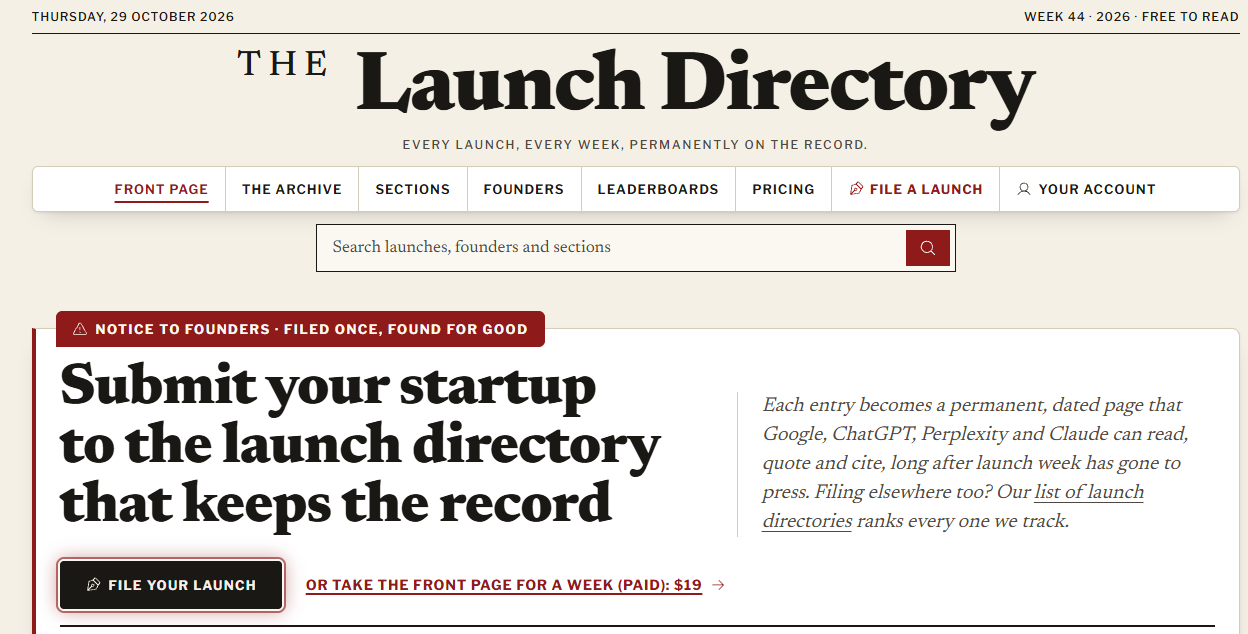 The Launch Directory preview