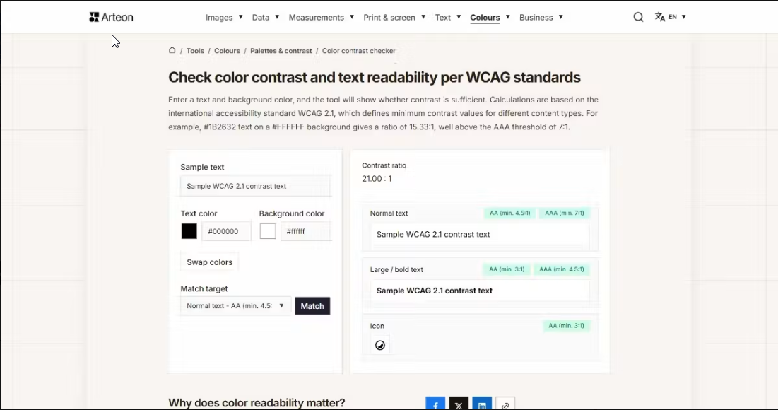 Free WCAG color contrast checker preview