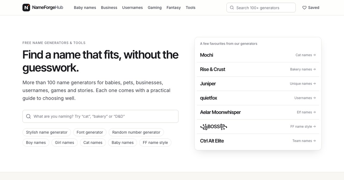 NameForgeHub preview