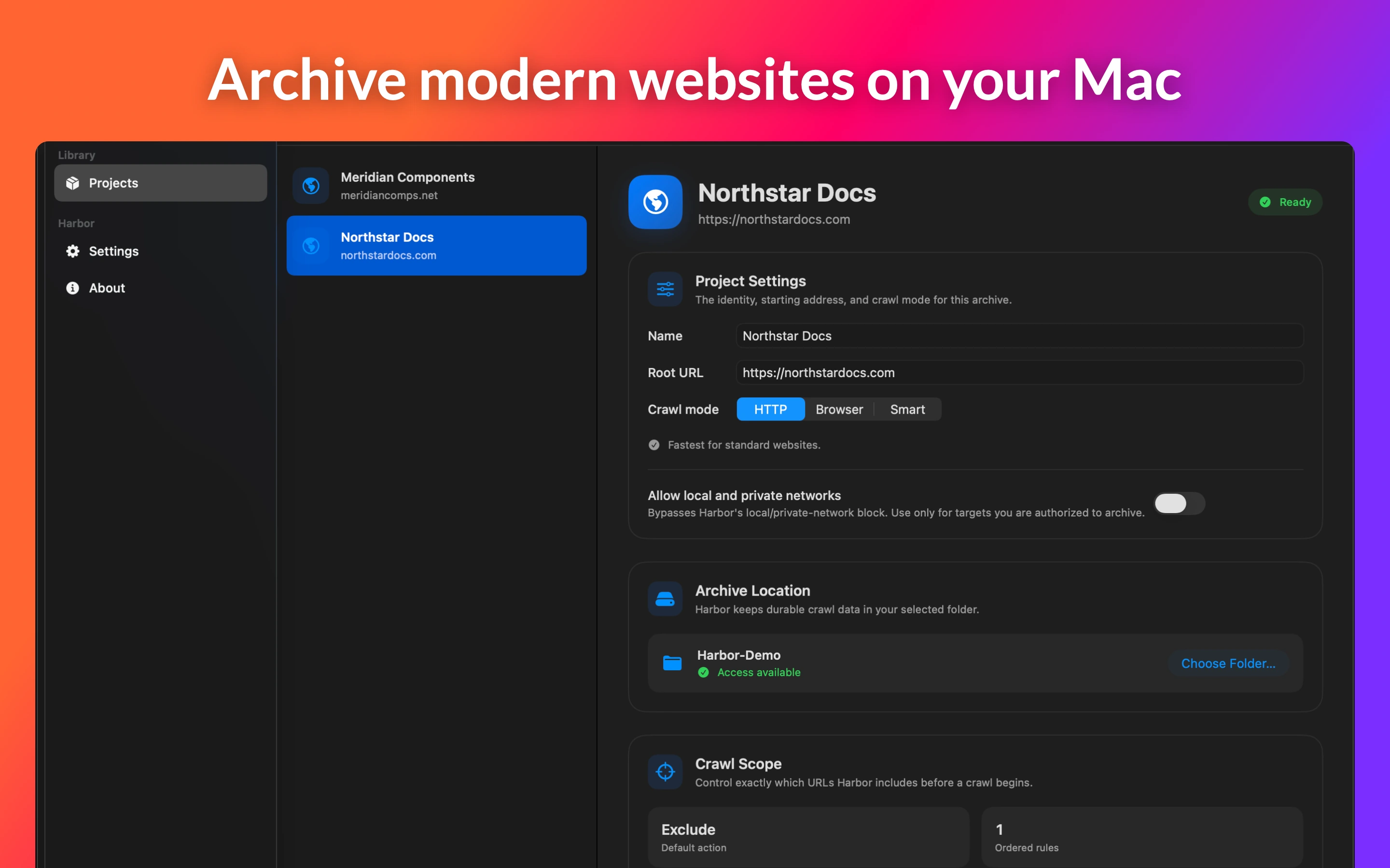 Harbor Archive for macOS preview